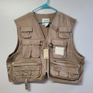 Ausable Fishing Hunting Utility Vest Khaki Tan Multi Pocket 102122WA Mens L